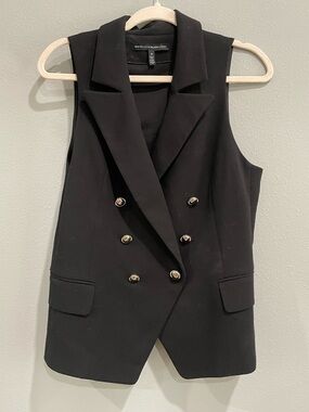 WHBM Double-Breasted Black Blazer Vest (8)